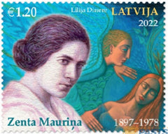 Latvia - 2022 Zenta Maurina - Writer, Essayist (1897-1978)  (MNH)