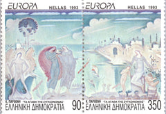 #1773Bd Greece - 1993 Europa: Contemporary Art, Booklet Stamps, Pair (MNH)