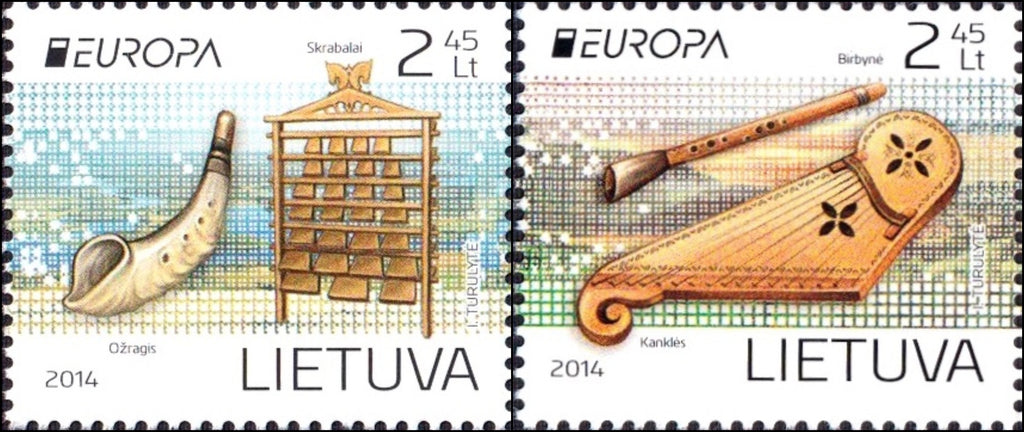 #1025-1026 Lithuania - 2014 Europa: Musical Instruments (MNH)
