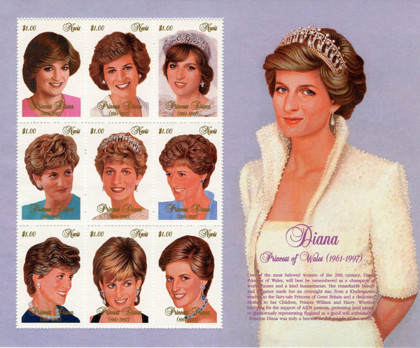 DIANA　週刊読売1997.9.20 　ヴィンテージ 1030 Nevis - 1997 Diana, Princess of Wales, Sheet of 9 (MNH