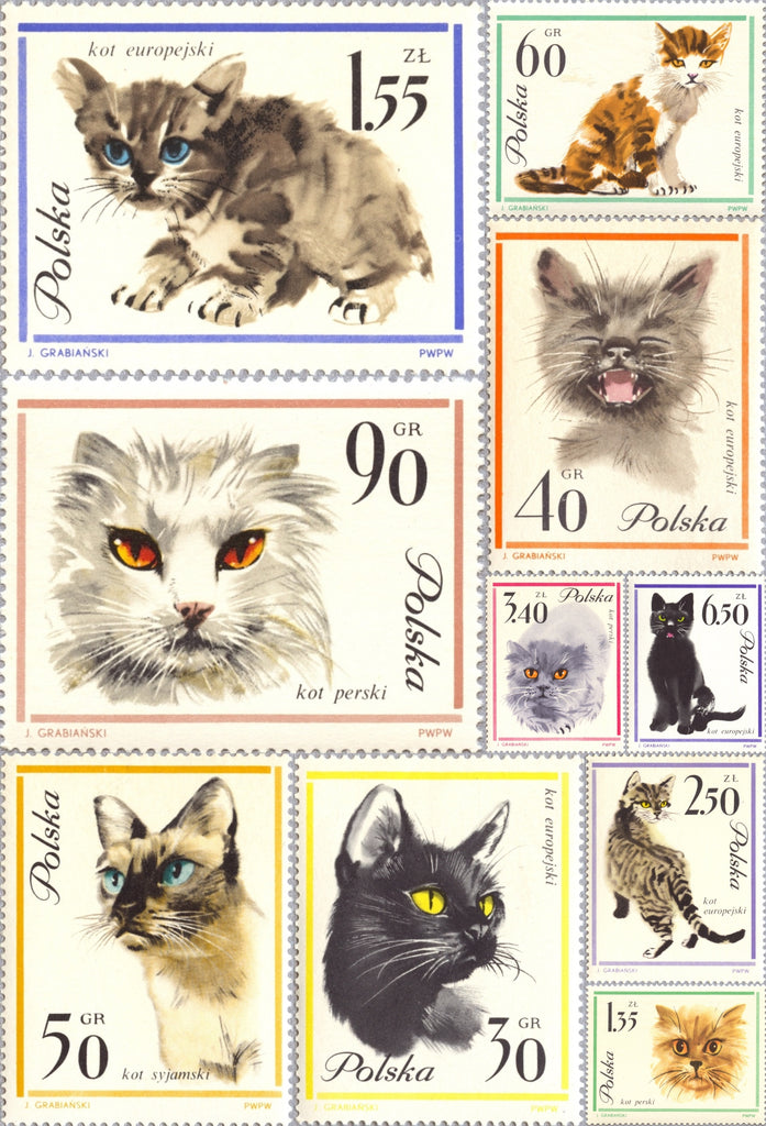 #1216-1225 Poland - Cats in Natural Colors (MNH)