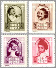 #B59-B62 Poland - Infant and TB Crosses, Set of 4 (MNH)