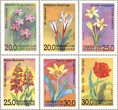 #38-43 Uzbekistan - Flowers (MNH)