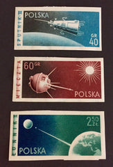 #875-877 Poland - 42nd Anniv. of Russian Revolution and Soviet Moon Rocket, Imperf (MNH)