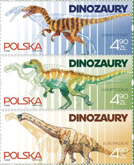 Poland - 2025 - Dinosaurs. Prehistoric animals - strip of 3 (MNH)