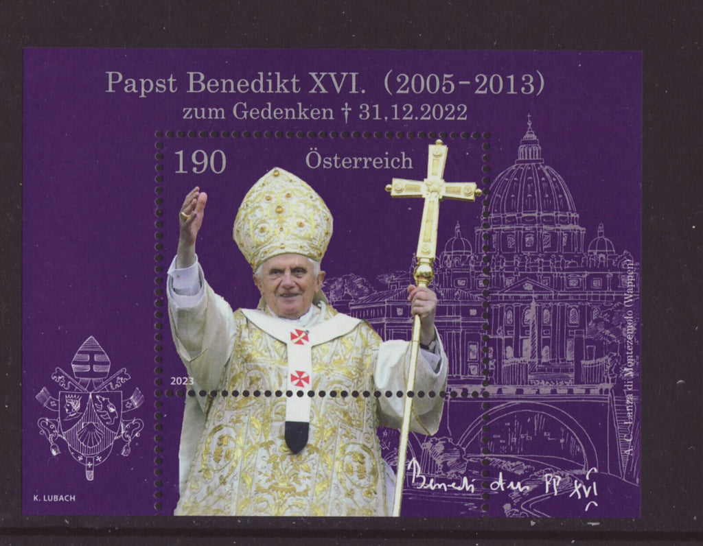 Austria - 2023 Pope Benedict XVI S/S (MNH)