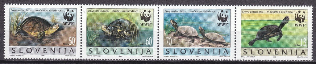 #247 Slovenia - World Wildlife Fund, Turtles, Strip of 4 (MNH)
