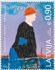 Latvia - #1027 - Passerby, Painting by Blind Child (MNH)