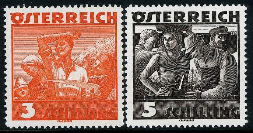 #378-379 Austria - Workers, Set of 2 (MNH)