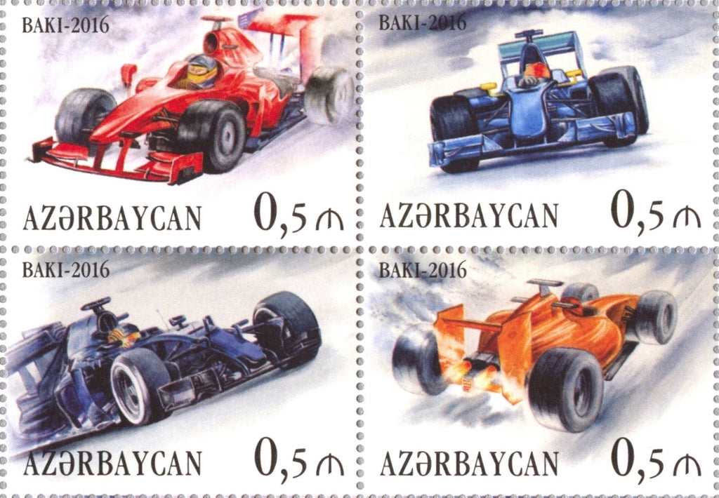 #1113 Azerbaijan - 2016 Formula 1 Grand Prix Races, Block of 4 (MNH)