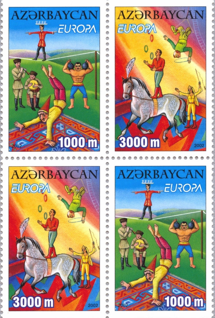 #729a Azerbaijan - 2002 Europa: Circus, 4 Stamps (MNH)
