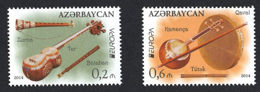 #1047-1048 Azerbaijan - 2014 Europa: Musical Instruments (MNH)