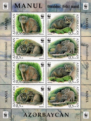 #1117 Azerbaijan - Worldwide Fund for Nature (WWF): Manul, Sheet of 8 (MNH)