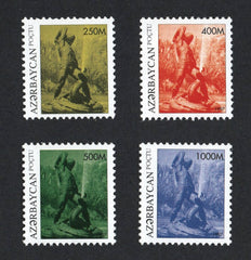 #620-623 Azerbaijan - Bahram Gur Kills a Dragon, Sculpture, Set of 4 (MNH)