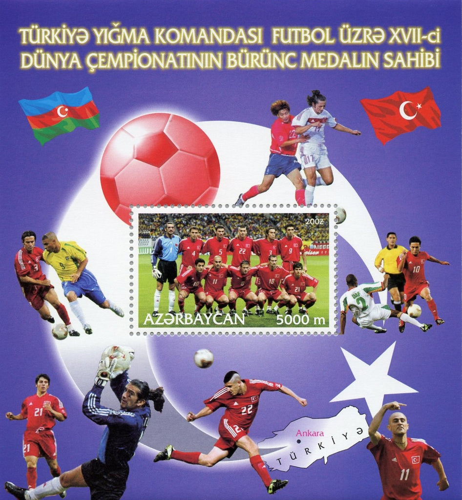 #741 Azerbaijan - Turkey's Third Place Finish in 2002 World Cup Soccer S/S (MNH)