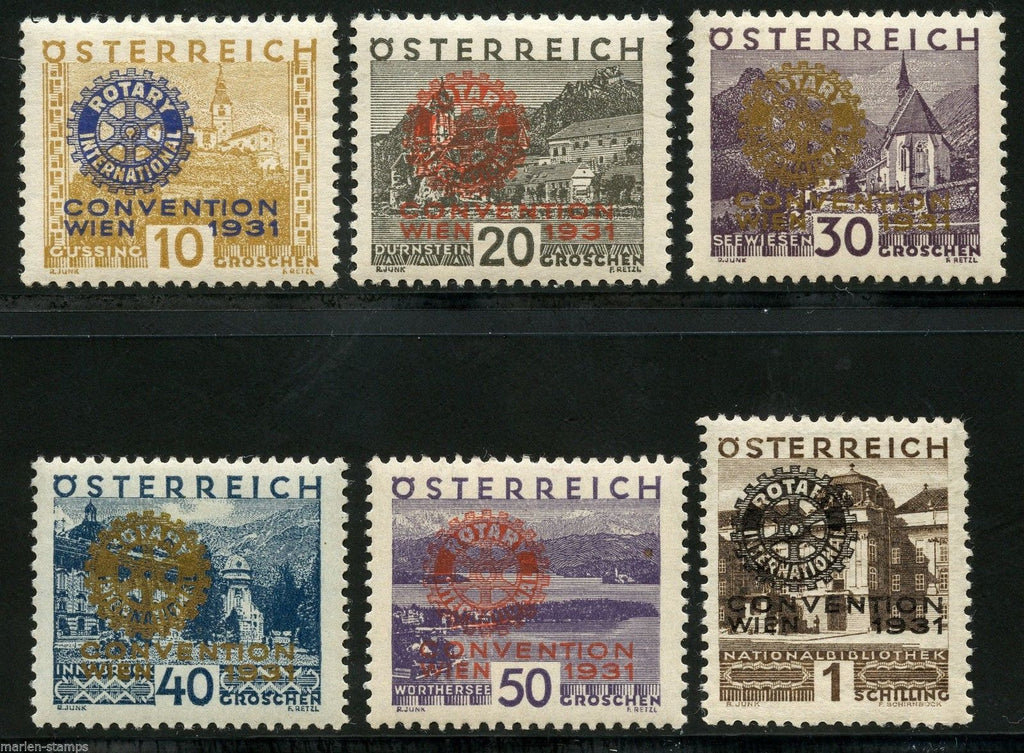 #B87-B92 Austria - Regular Issue of 1929-30 Overprinted in Various Colors (MNH)