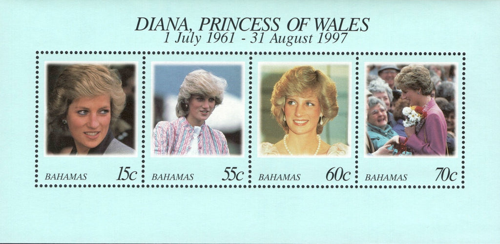 #902 Bahamas - 1998 Diana, Princess of Wales (1961-1997), Sheet of 4 (MNH)