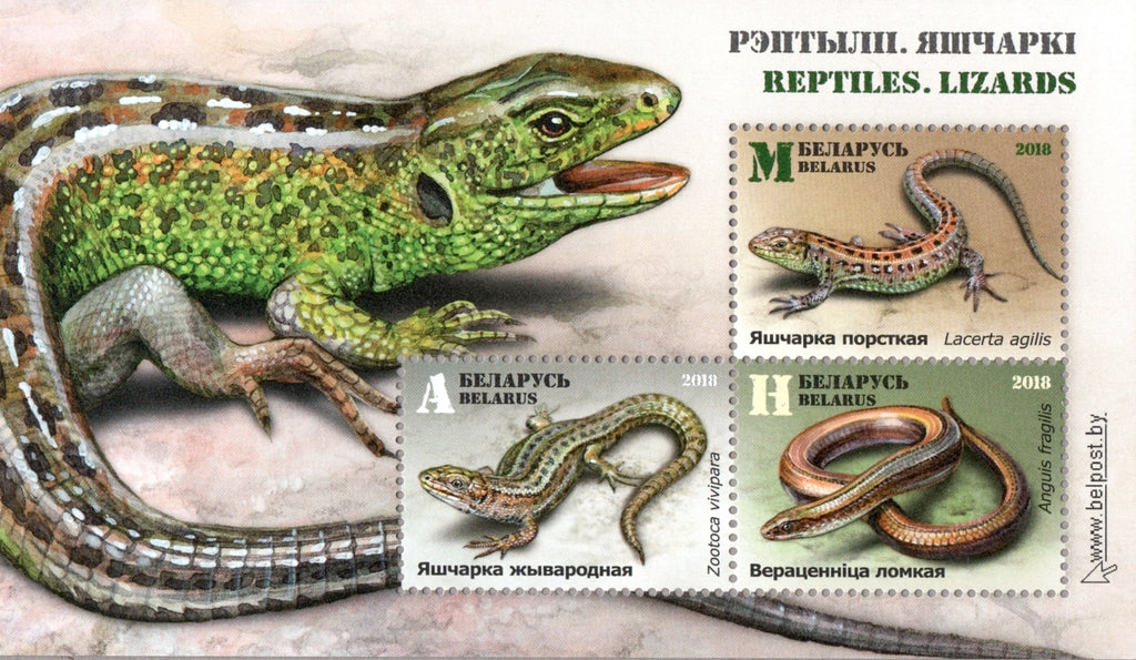 #1108a Belarus - Reptiles: Lizards S/S (MNH)