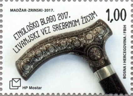 #361 Bosnia (Croat) - Ethnological Treasure: Decorated Cane Handle (MNH)