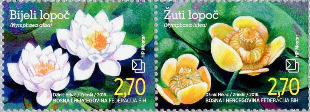#341 Bosnia (Croat) - Water Lilies, Pair (MNH)