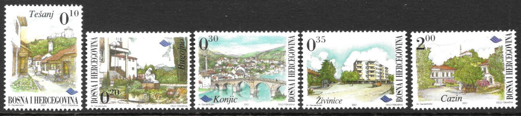 #377-381 Bosnia (Muslim) - Cities (MNH)