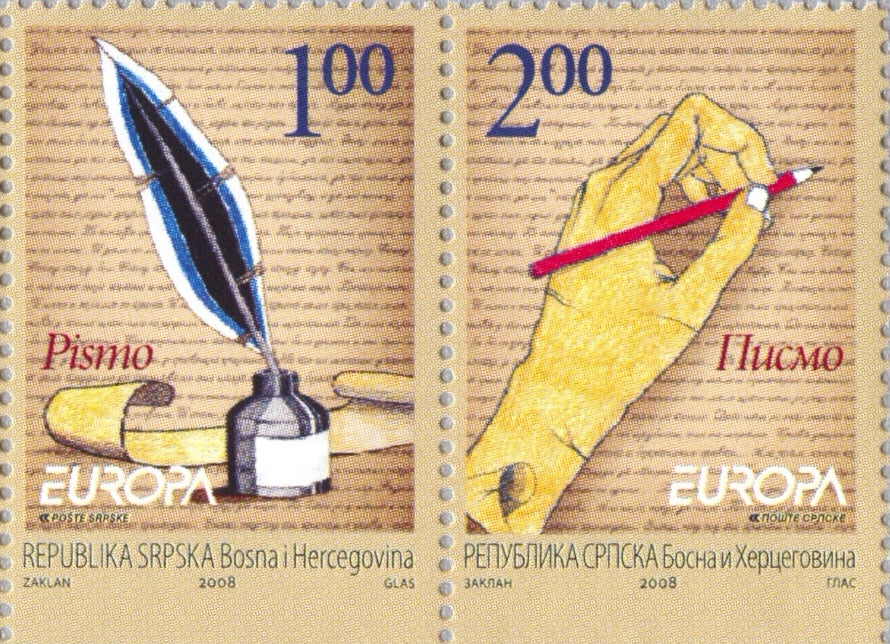 #325b, 325d Bosnia (Serb) - 2008 Europa: Writing Letters (MNH)