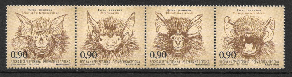 #483 Bosnia (Serb) - Bats, Strip of 4 + Label (MNH)