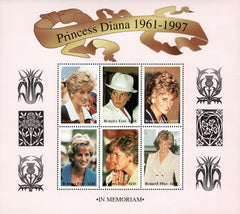 #1091-1093 Burkina Faso - 1998 Princess Diana, 3 Sheets of 6 (MNH)