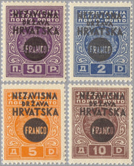 #26-29 Croatia - Postage Due Stamps of Yugoslavia, Nos. J28, J30, J32 (MNH)