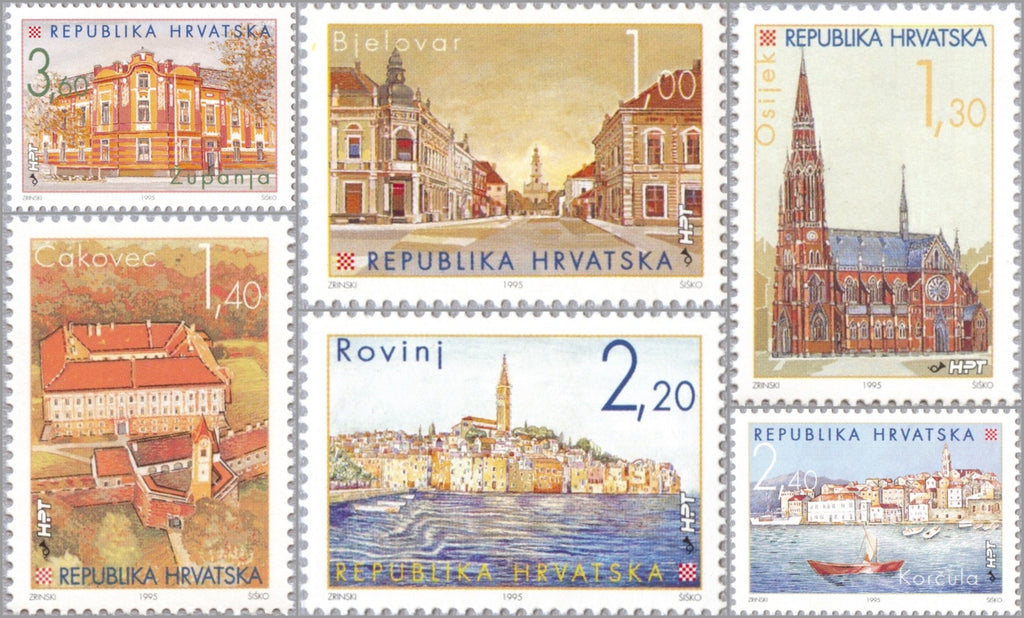 #261-266 Croatia - Croatian Towns (MNH)