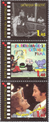 #322 Croatia - Motion Pictures, Cent., Strip of 3 (MNH)