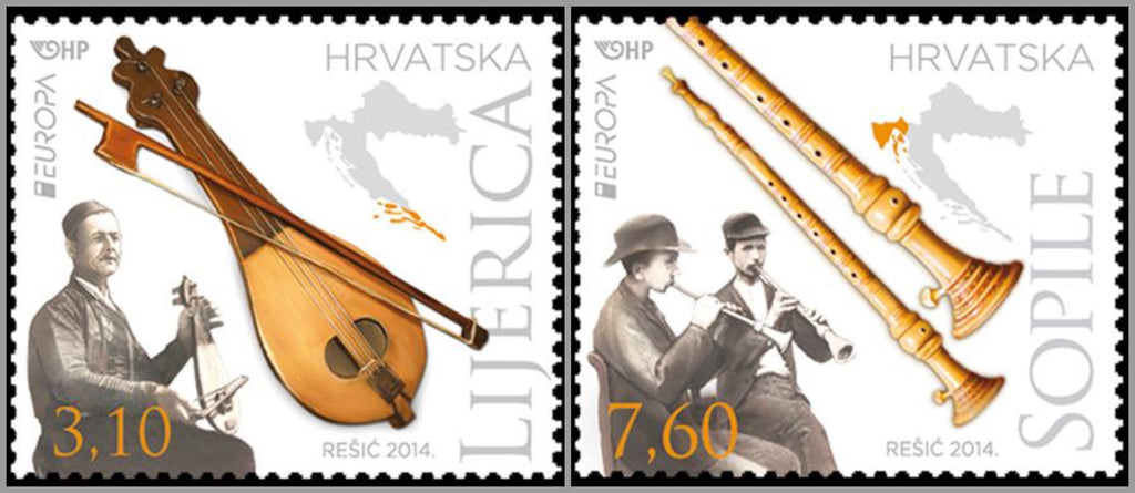 #911-912 Croatia - 2014 Europa: Musical Instruments, Set of 2 (MNH)