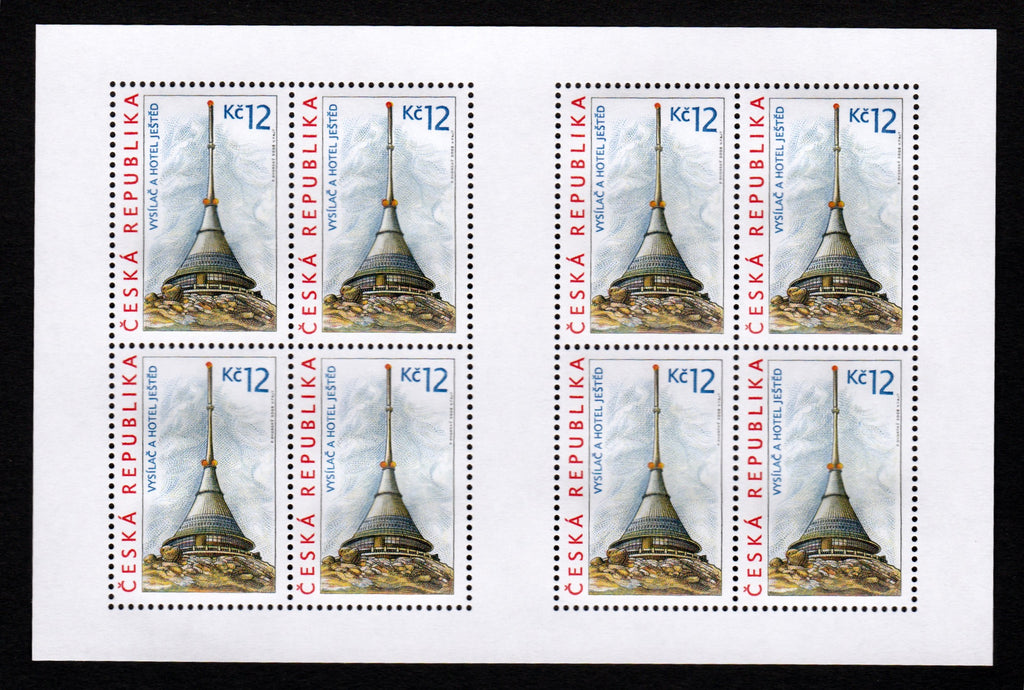 #3379-3380 Czech Republic - Ještěd Tower and Hradec Králové Buildings, Sheets of 8 (MNH)