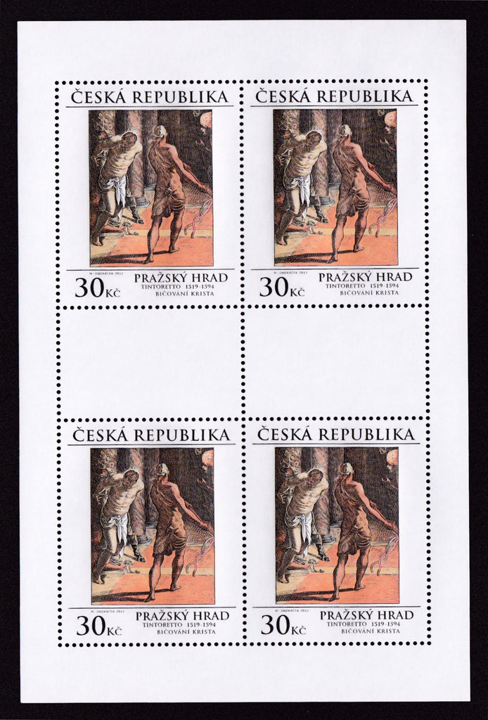#3535 Czech Republic - The Whipping of Christ, by Tintoretto, Sheet of 4 (MNH)