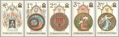 #2185-2189 Czechoslovakia - Town Hall Clock, Prague, by Josef Manes (MNH)