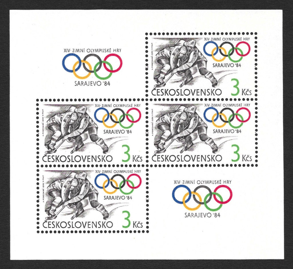#2496a Czechoslovakia - 1984 Winter Olympics, Hockey, S/S (MNH)