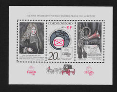 #2609 Czechoslovakia - Intl. Philatelic Federation, FIP, 60th Anniv. Perf. S/S (MNH)