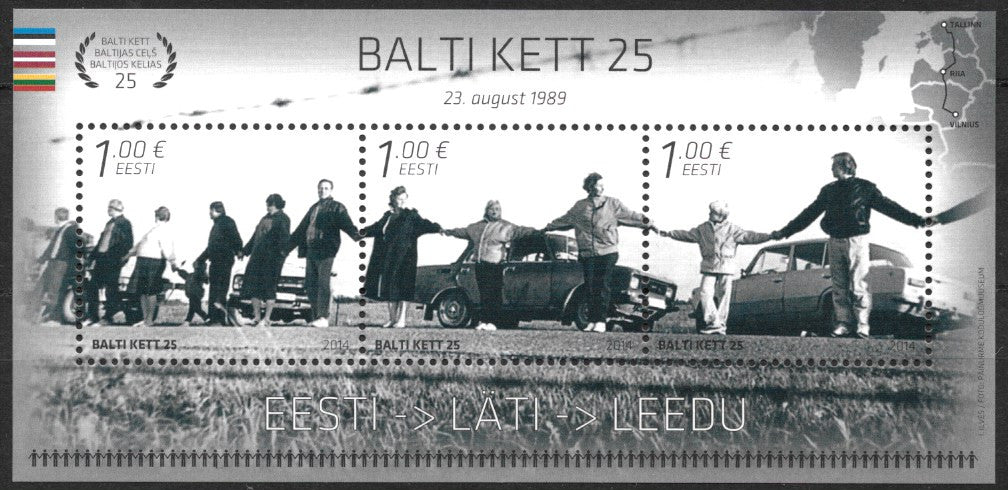 #765 Estonia - Baltic Chain Demonstration, 25th Anniv. S/S (MNH)