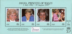 #820 Fiji - 1998 Diana, Princess of Wales, Sheet of 4 (MNH)