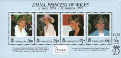 #754 Gibraltar - 1998 Diana, Princess of Wales, Sheet of 4 (MNH)