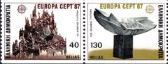 #1590Bc Greece - 1987 Europa: Modern Art, Booklet Stamps, Pair (MNH)