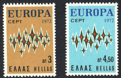 #1049-1050 Greece - 1972 Europa: Aurora Borealis, Set of 2 (MNH)