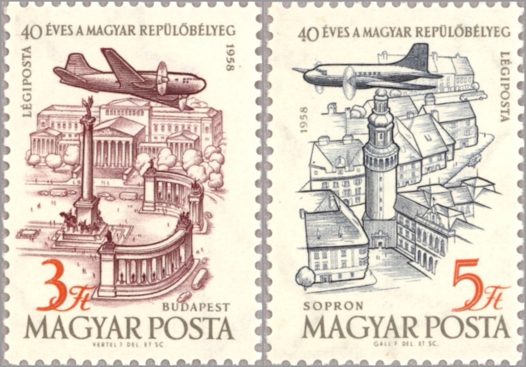 C189-C190 Hungary - 40th Anniv. of Hungarian Air Post Stamps (MNH) –  Hungaria Stamp Exchange