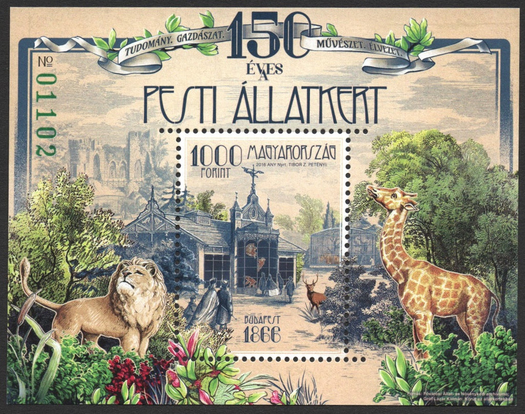 #4400 Hungary - 2016, 150th Anniv. of the Budapest Zoo and Botanical Garden, Green Serial S/S (MNH)