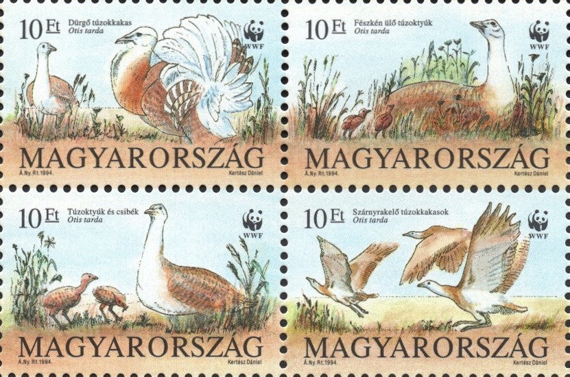 #3429a Hungary - World Wildlife Fund, Block of 4 (MNH)