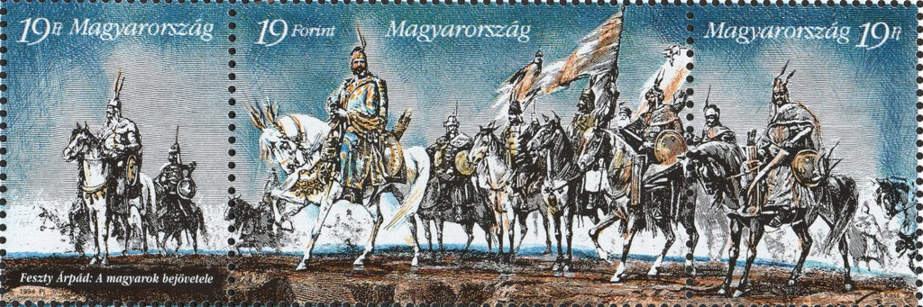 #3436a Hungary - Creation of Magyar Hungary, 1100th Anniv. Strip of 3 (MNH)