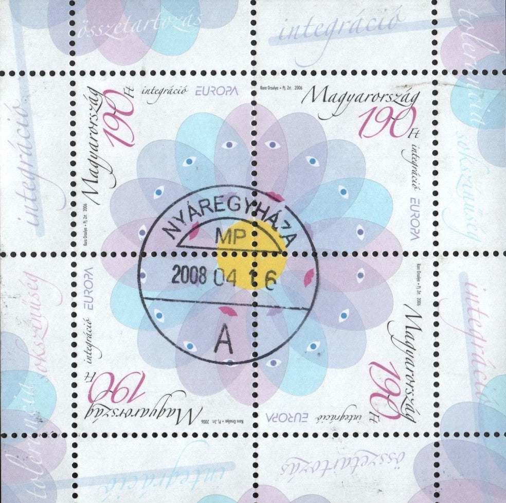 #3983 Hungary - 2006 Europa: Integration, Sheet of 4 (Used)