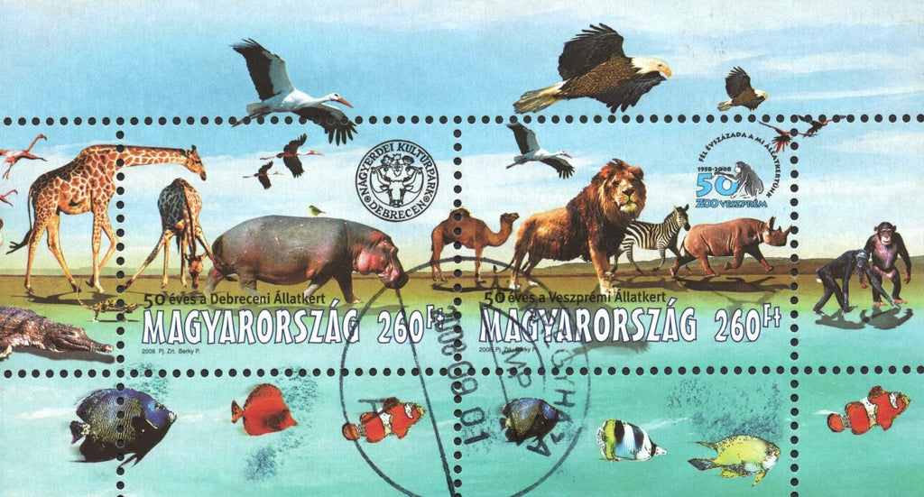 #4089 Hungary - Debrecen and Veszprém Zoos, 50th Anniv. S/S (Used)