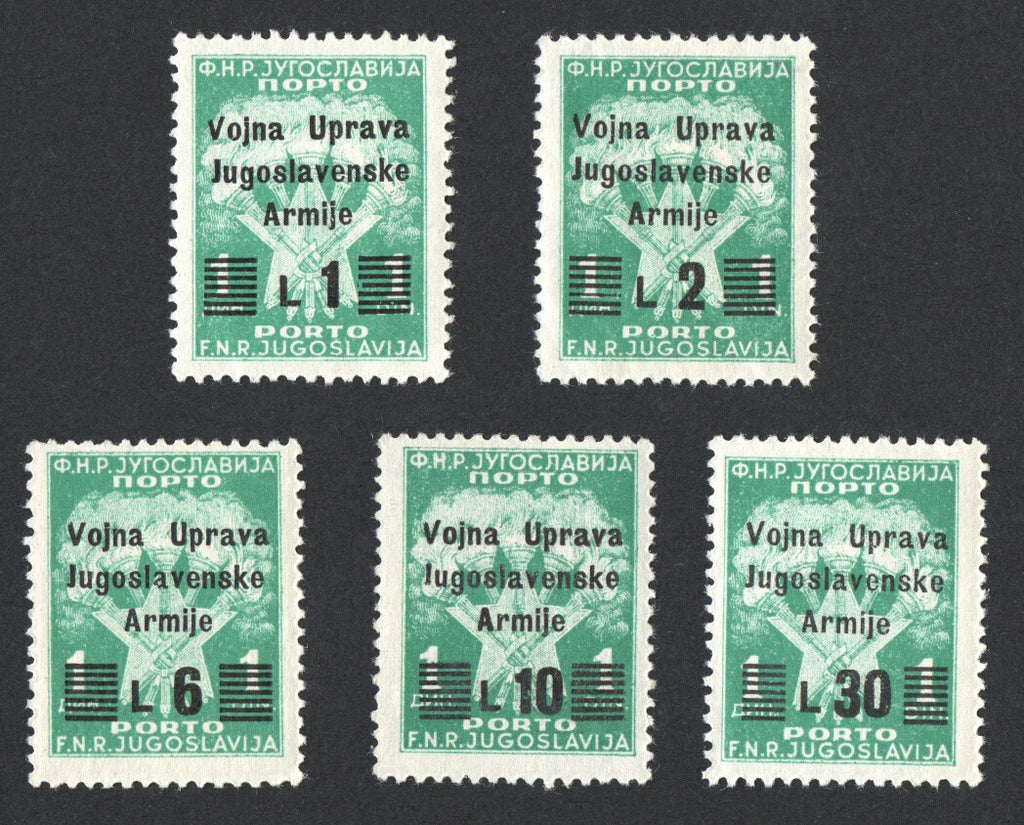 #J20-J24 Istria - Type of Yugoslavia Postage Due Stamps, 1946, Surcharged (MLH)