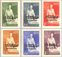 #N16-N21 Russia - Karelia: Mannerheim Type of Finland Overprinted (MNH)